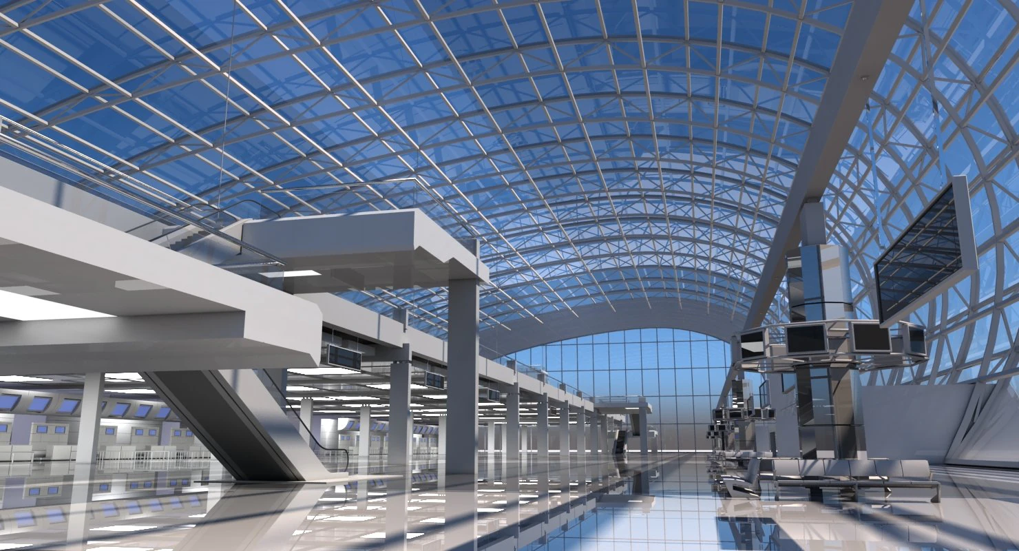 airport check in interior 3D Model .c4d .max .obj .3ds .fbx .stl .blend 