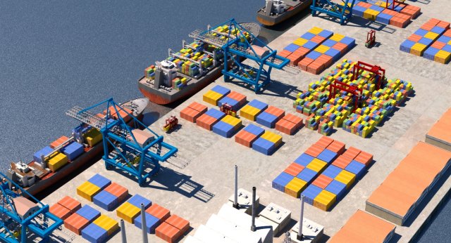 cargo dockyard Model 3D .c4d .max .obj .3ds .fbx .stl .blend 