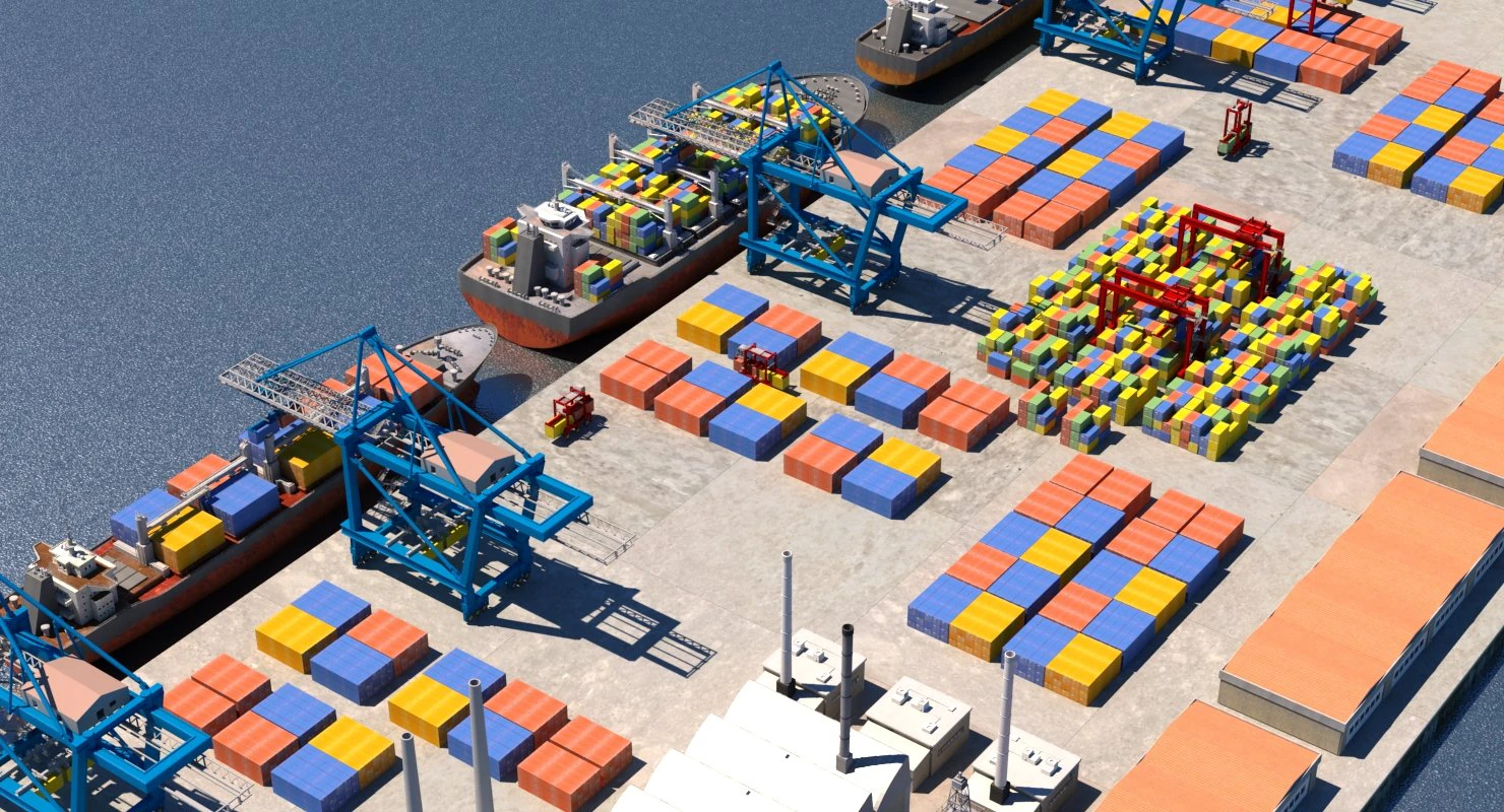 cargo dockyard 3D Model .c4d .max .obj .3ds .fbx .stl .blend 