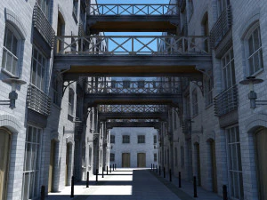 Ruelle de b&acirc;timent 3D textur&eacute;e Modèle 3D