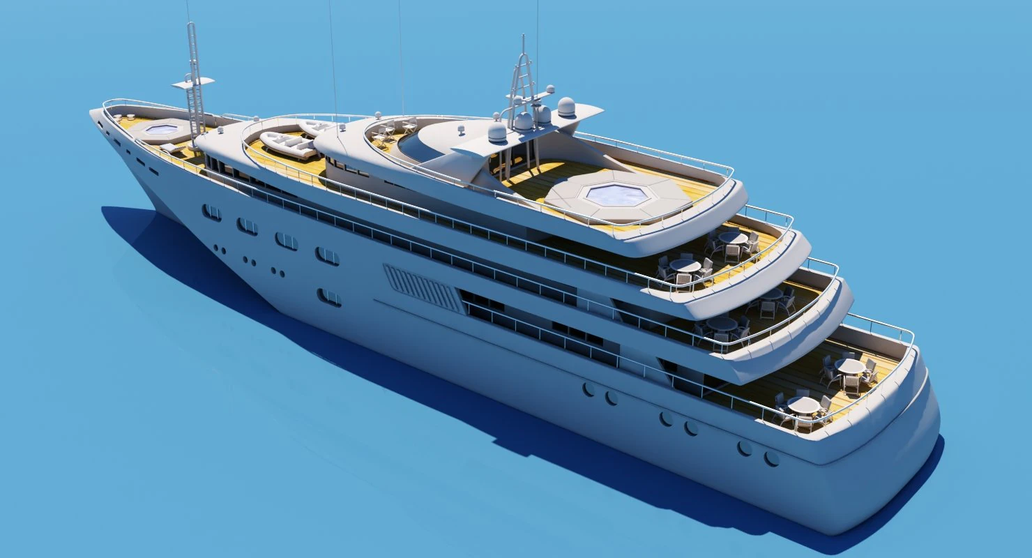 3d super yacht 3D Model .c4d .max .obj .3ds .fbx .stl .blend 