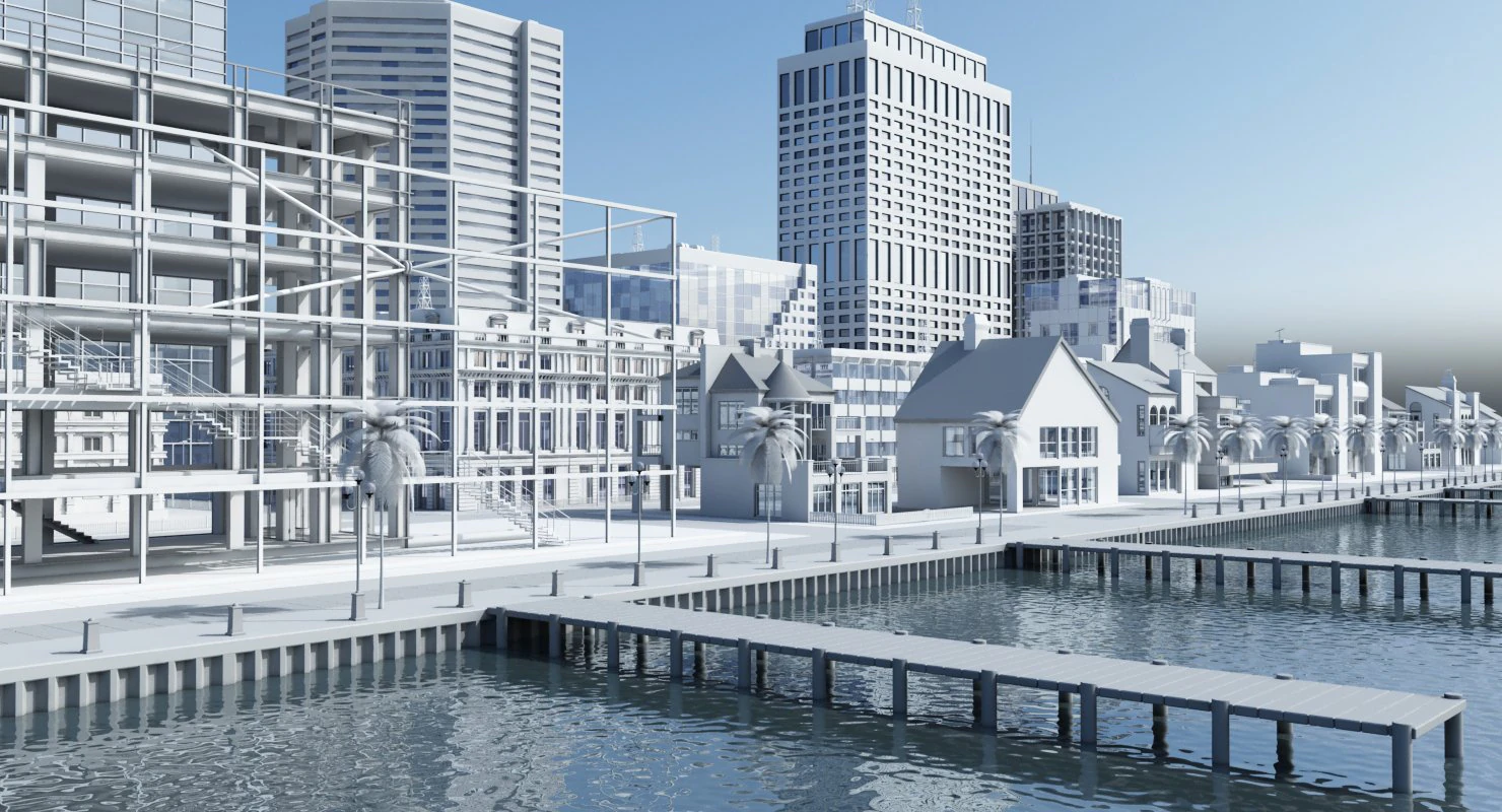 3d city port 3D Model .c4d .max .obj .3ds .fbx .stl .blend 