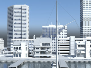 3d city port 3D 模型