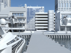 3d city port 3D 模型