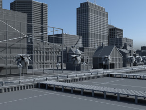 3d city port 3D 模型