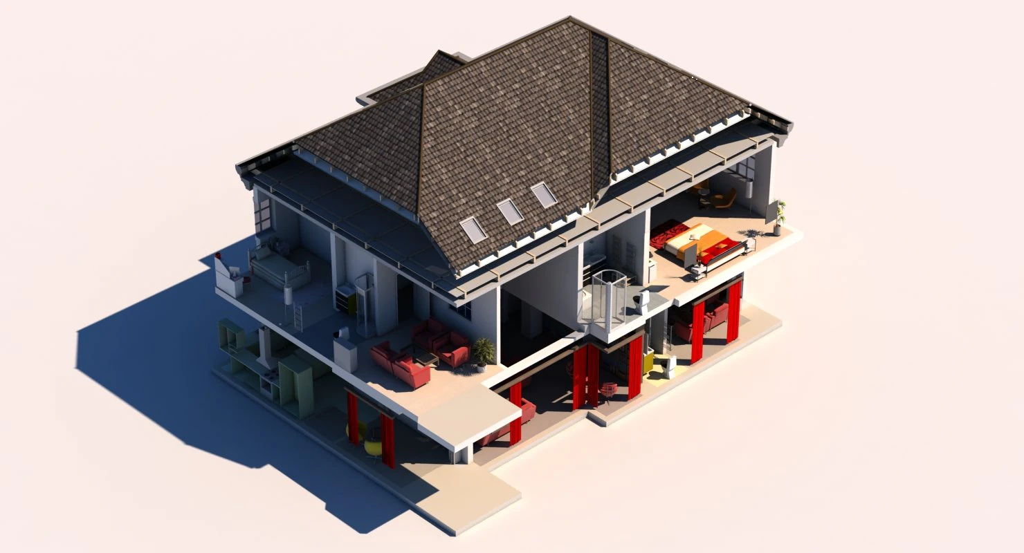 3d house cut out 3D Model .c4d .max .obj .3ds .fbx .stl .blend