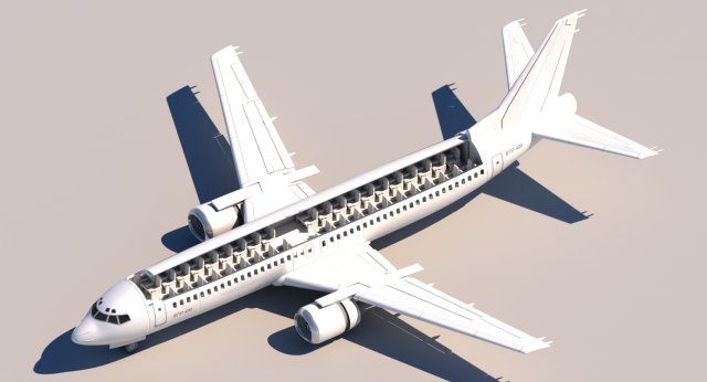 737 400 cuttout 3D Model .c4d .max .obj .3ds .fbx .stl .blend 
