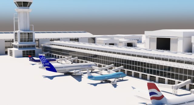airport buildings layout 3D Model .c4d .max .obj .3ds .fbx .stl .blend 