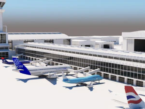 空港建物のレイアウト 3Dモデル