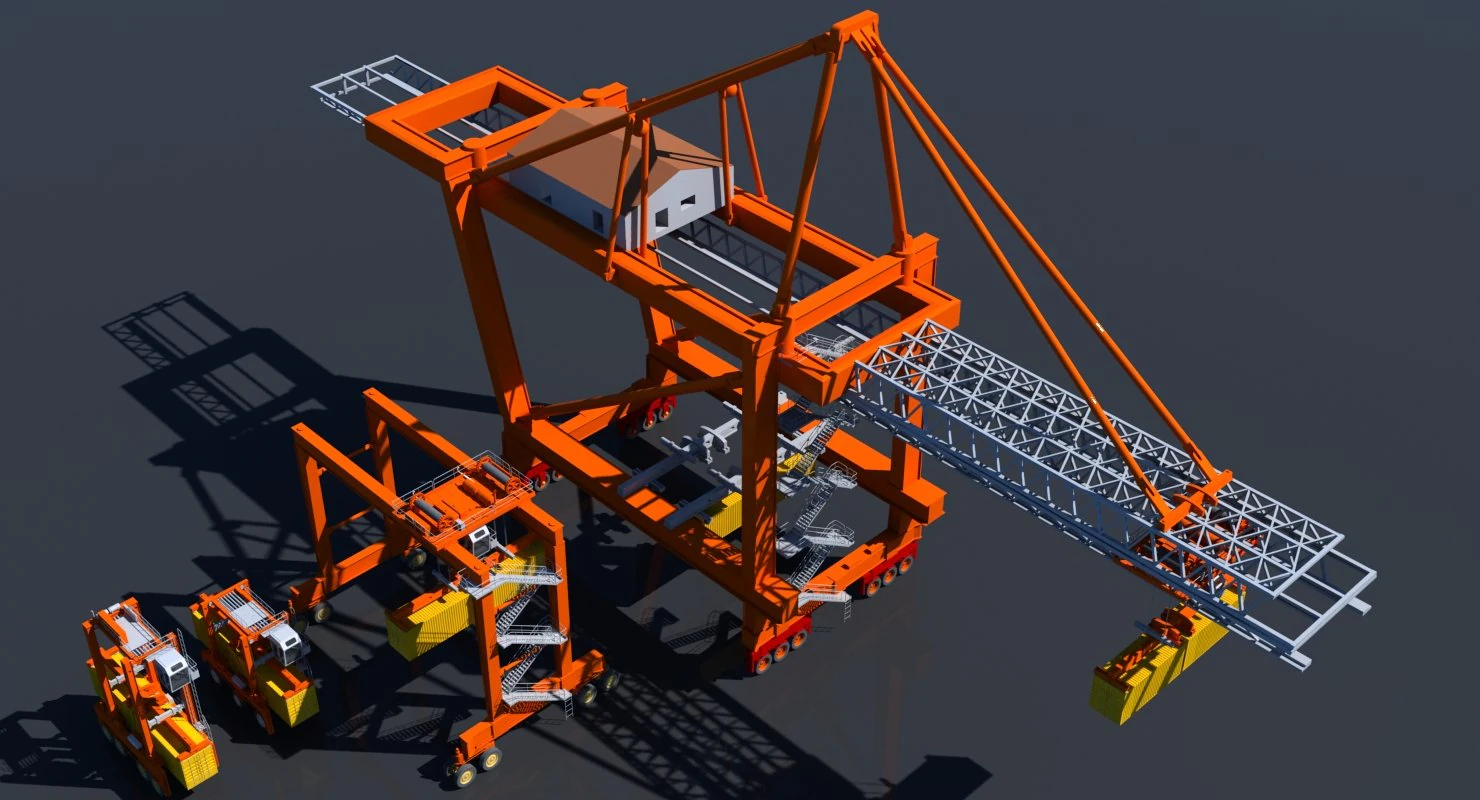 cargo crane collection 3D Model .c4d .max .obj .3ds .fbx .stl .blend