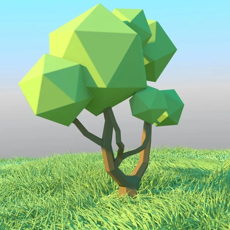 &Aacute;rvore baixa poli Modelo 3D .c4d .max .obj .3ds .fbx .stl .blend 