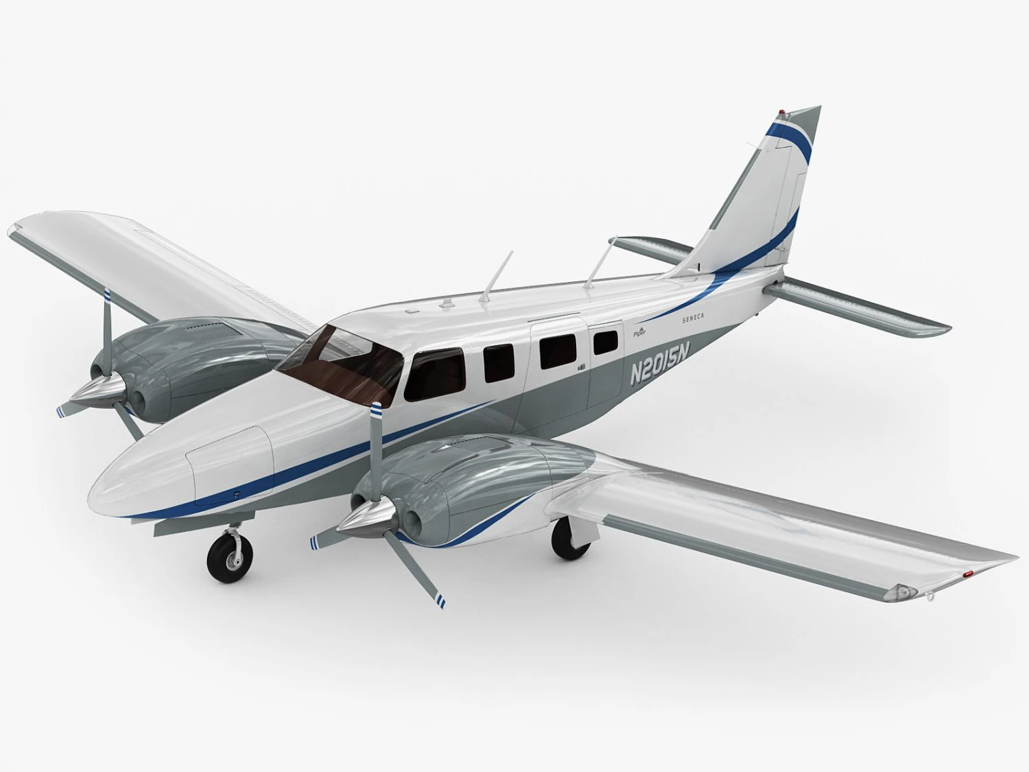 piper pa-34 seneca v 3D Model .c4d .max .obj .3ds .fbx .stl .blend 