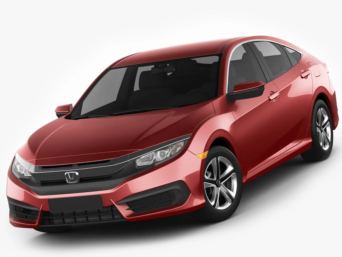 honda civic lx 2016 3D Model .c4d .max .obj .3ds .fbx .stl .blend