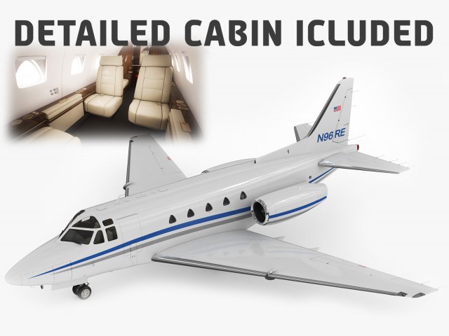 sabreliner 60 - 65 with interior 3D Model .c4d .max .obj .3ds .fbx .stl .blend 
