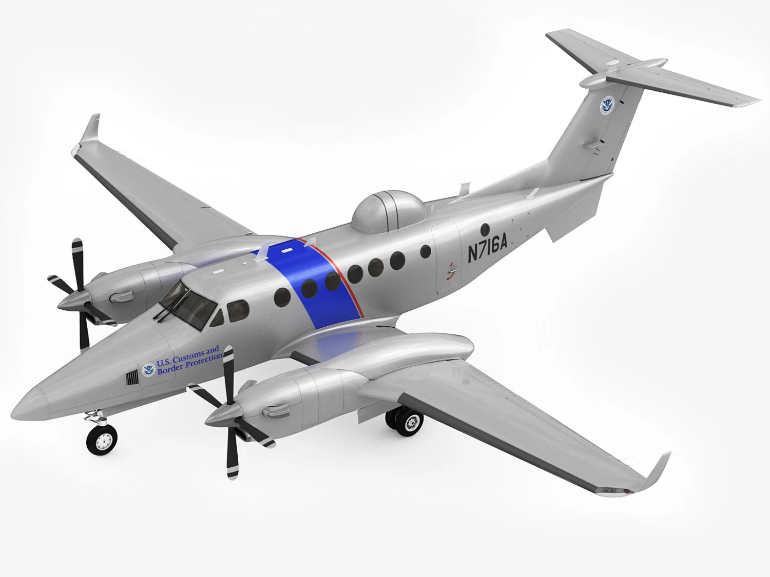 beechcraft super king air 350cer 3D Model .c4d .max .obj .3ds .fbx .stl .blend 