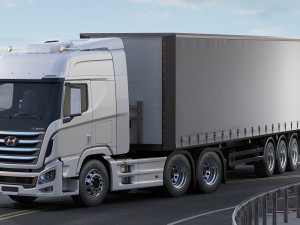 hyundai xcient with trailer Modelo 3D