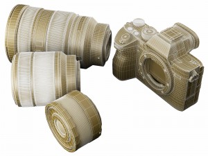 sony alpha 7r iii with three lenses Modèle 3D