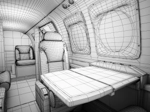 beechcraft king air c90gtx interior 3D Model