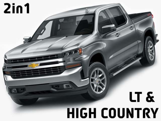 chevrolet silverado lt and high country 2019 3D Модель .c4d .max .obj .3ds .fbx .stl .blend 