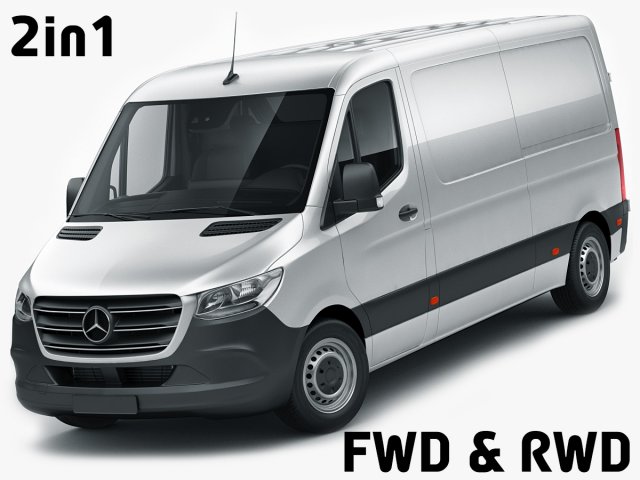 mercedes sprinter 2018 standard roof 3D 모델 .c4d .max .obj .3ds .fbx .stl .blend 