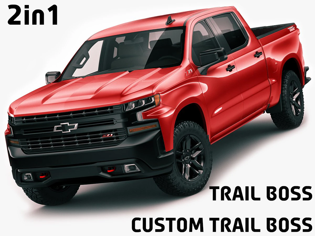 chevrolet silverado trail boss and custom 3D Model .c4d .max .obj .3ds .fbx .stl .blend 