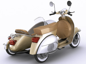 generic retro scooter with sidecar Modèle 3D