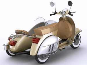 generic retro scooter with sidecar 3D Model