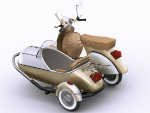generic retro scooter with sidecar Modèle 3D