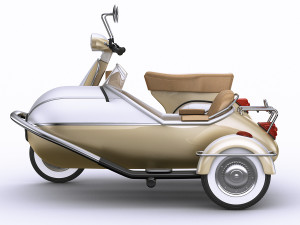 generic retro scooter with sidecar Modèle 3D