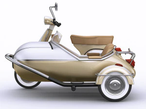 generic retro scooter with sidecar 3D Model