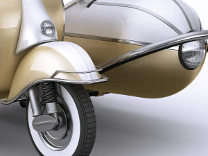generic retro scooter with sidecar 3D Model