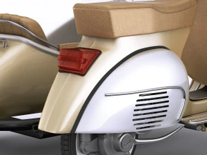 generic retro scooter with sidecar 3D Model