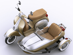 generic retro scooter with sidecar Modèle 3D