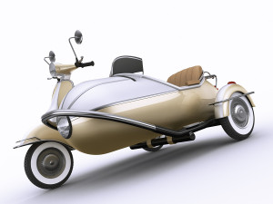 generic retro scooter with sidecar Modèle 3D