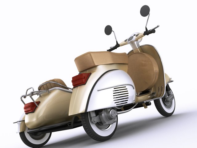 Download generic retro scooter with sidecar 3D Model