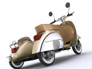 generic retro scooter with sidecar 3D Model