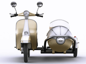 generic retro scooter with sidecar Modèle 3D