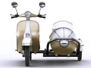 generic retro scooter with sidecar 3D Model