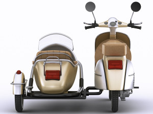 generic retro scooter with sidecar Modèle 3D