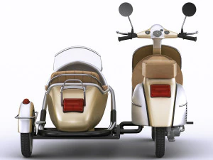 generic retro scooter with sidecar 3D Model