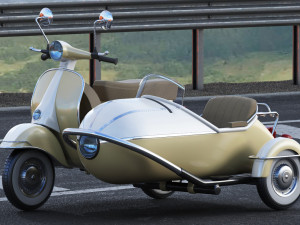 generic retro scooter with sidecar Modèle 3D
