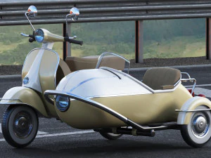 generic retro scooter with sidecar 3D Model