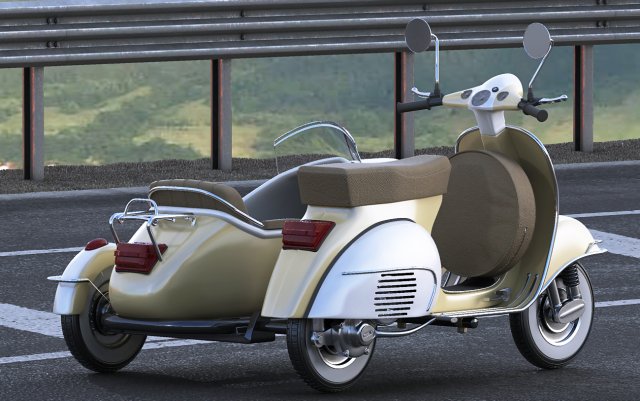 Download generic retro scooter with sidecar 3D Model