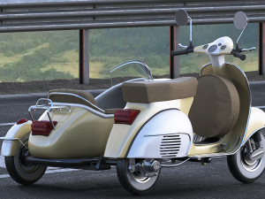generic retro scooter with sidecar Modèle 3D