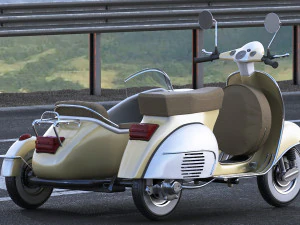 generic retro scooter with sidecar 3D Model