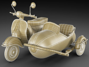 generic retro scooter with sidecar Modèle 3D
