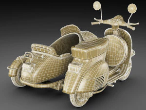 generic retro scooter with sidecar 3D Model