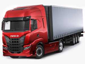 iveco s-way 2020 with trailer Modello 3D