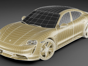 porsche taycan turbo s 2020 with interior 3D Model