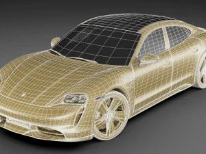 porsche taycan turbo s 2020 with interior 3D Model